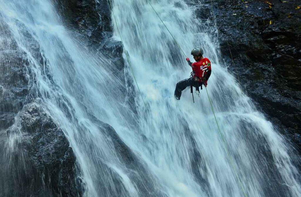 Waterfall Rappelling Activity at Coorg
